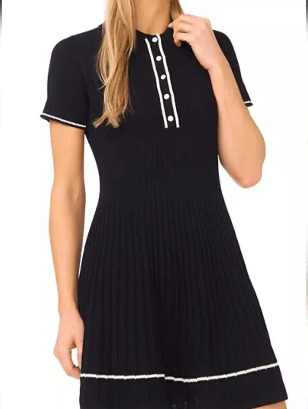 TED BAKER NWOT Black Short-Sleeve Polo Dress with White Trim Sz XL